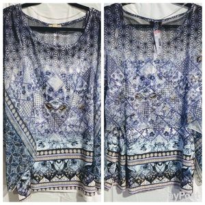 One World Tank top blouse with sheer poncho 3XL
